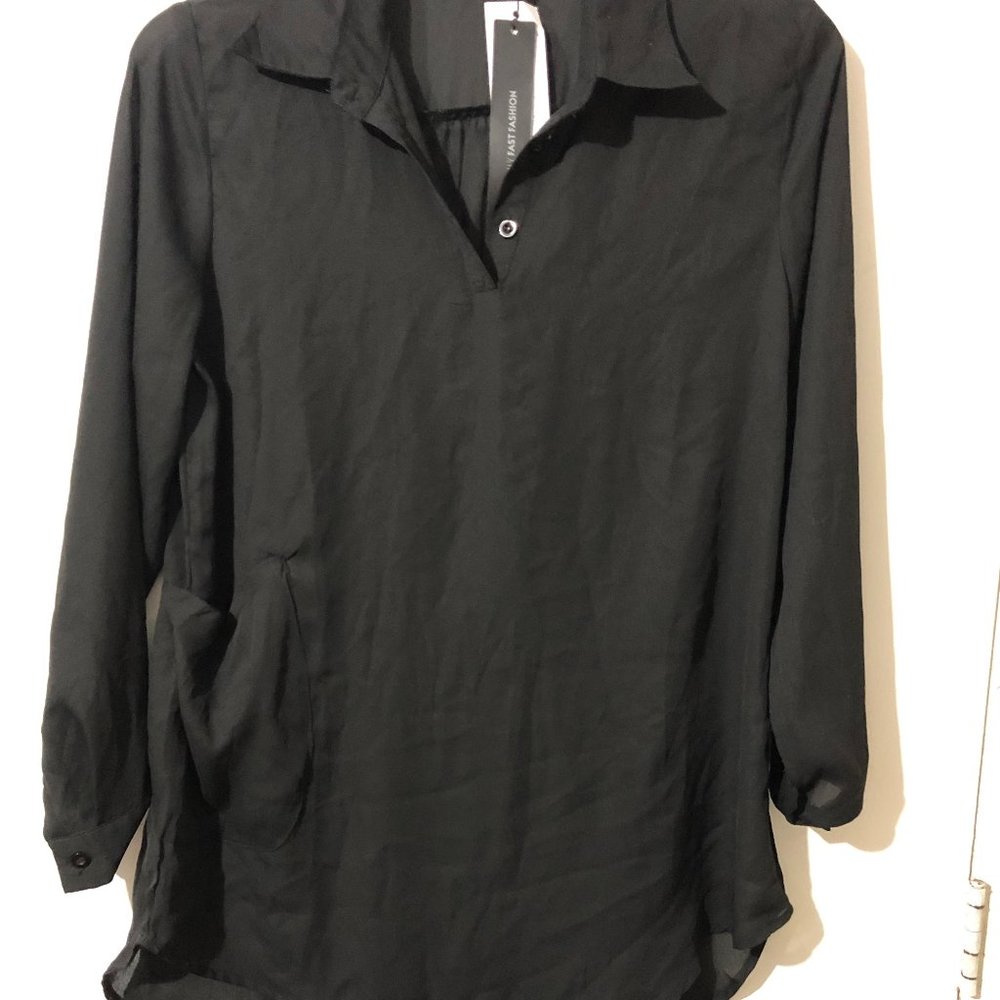Black Flowy Sheer Top